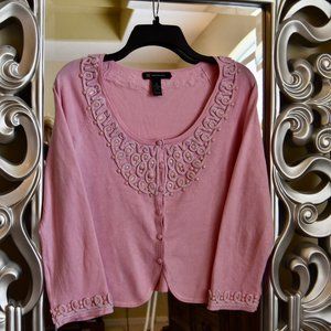 INC Pink Crop Cardigan Sweater Ladies XL